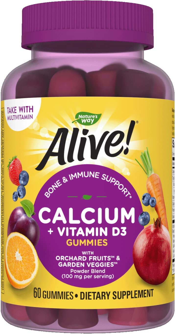 Calcio + Vitamina D3 Alive 60 Gomas Huesos Salud Inmune